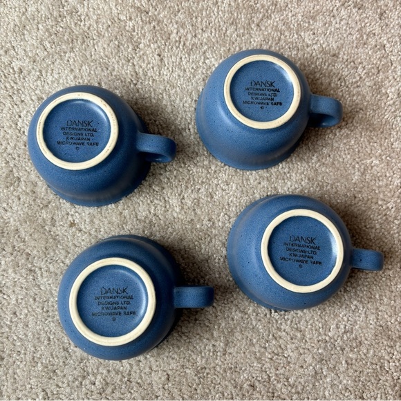 Dansk Vintage Mesa Sky Blue Set of 4 Small Ceramic Coffee or Tea Mugs KW Japan - Picture 7 of 11
